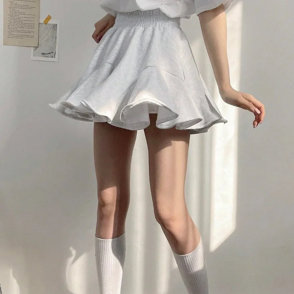 Grey Casual Women's Elastic Waist Fleece Flare Skirt